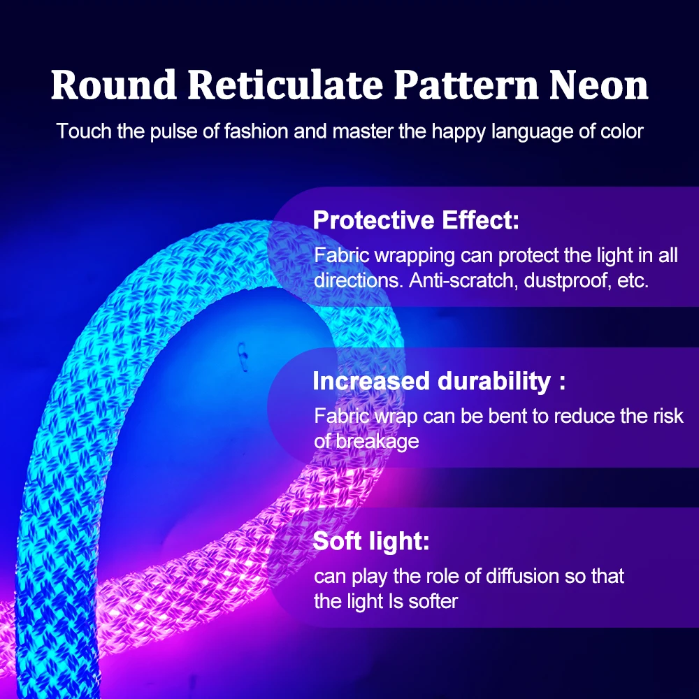 360 Grad rund retikulieren LED-Streifen Licht Neon 5V ws2812b 12V ws2811 Smart RGB individuell adressierbare flexible Silikon IP67 – Detail 2