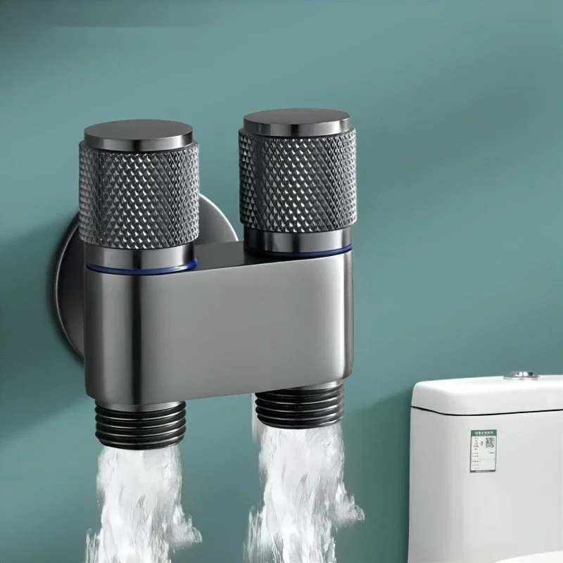 [Stainless Steel Anti-Backflow Valve] Stainless Steel Dual Control Angle Valve With Anti-Backflow, Universal Thread For Toilet