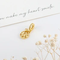 NEW Gold Plated Lucky Heart、Flower、Dragon、Snowflake、Family Tree Charm Bead Fit Original 925 Silver Pan Bracelet DIY Jewelry Gift 2