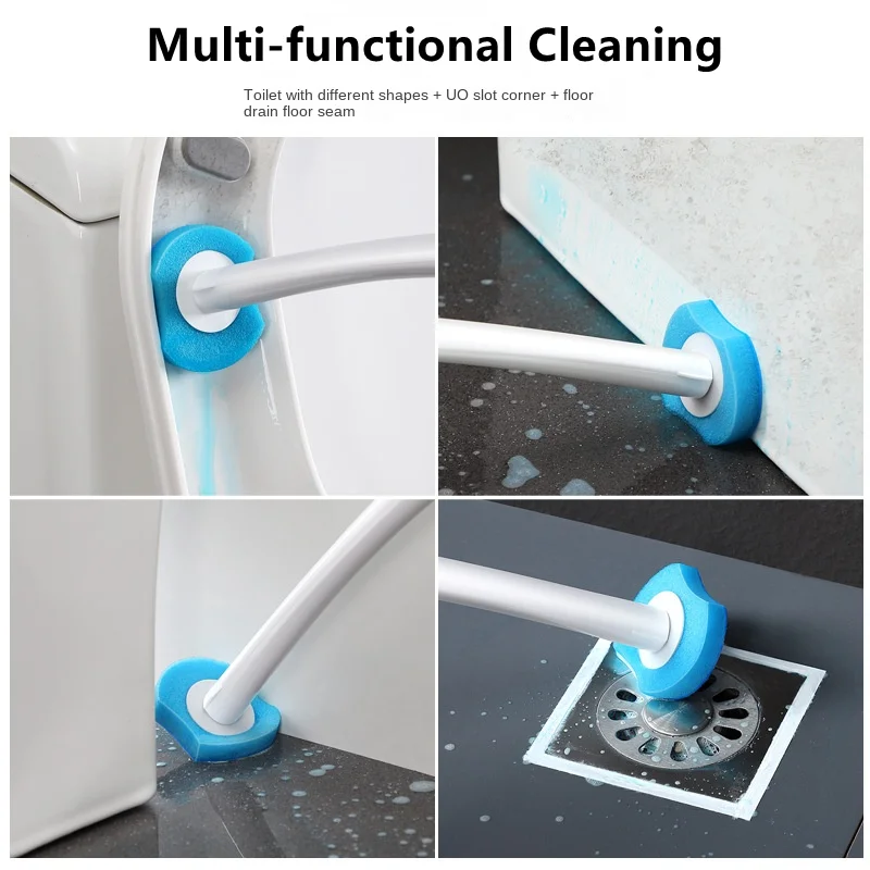 Disposable Toilet Brush Long Holder Bathroom Toilet Cleaner Brush Home Cleaning Tool WC Bathroom Accessories with Refill Heads bathroom accessories toilet brush set