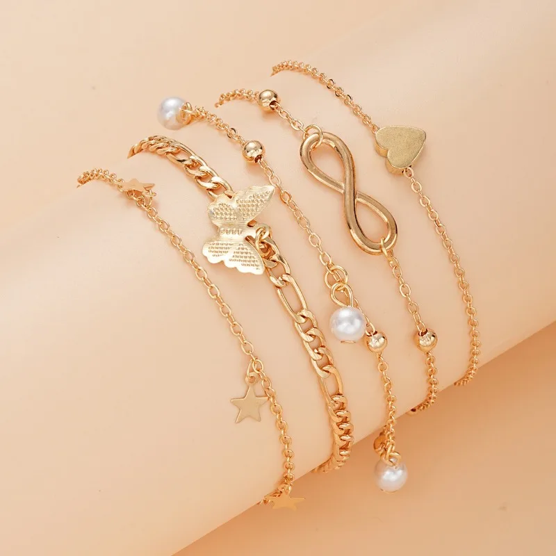 Bohemian Pineapple Pearl Anklet for Women 5Pcs