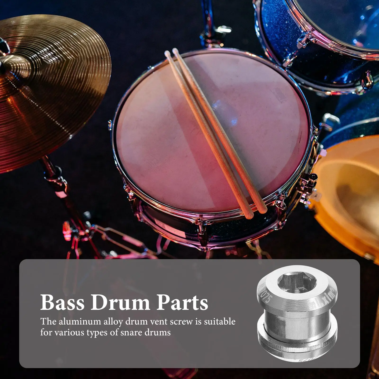 Aluminum Alloy Vent Screw Sleek Finish Lightweight Compact Snare Drum Metal Percussion Parts Compatible Various Drums