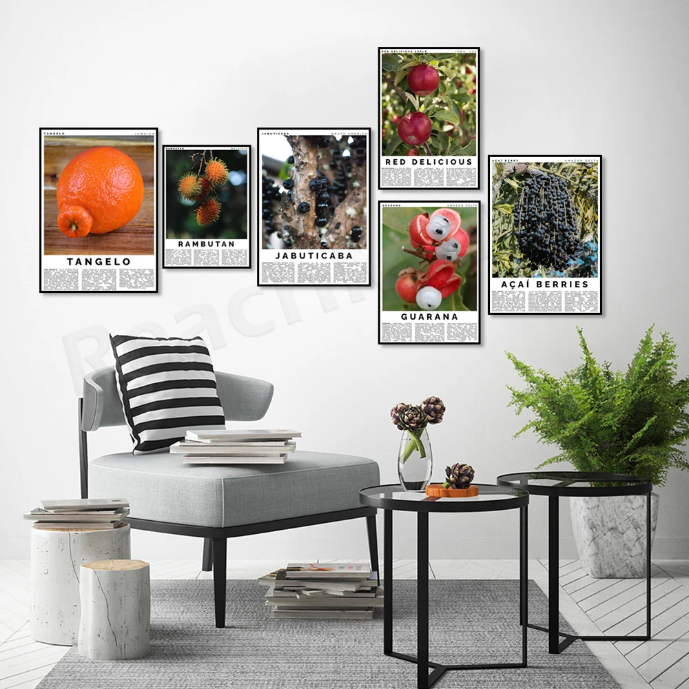 Litchi, Acai, Guaranà, Anguria, Jabo, Durian, Rambutan, Mangostano, Guava, Banana, Decorazione Frutta Mela, Poster Da Cucina