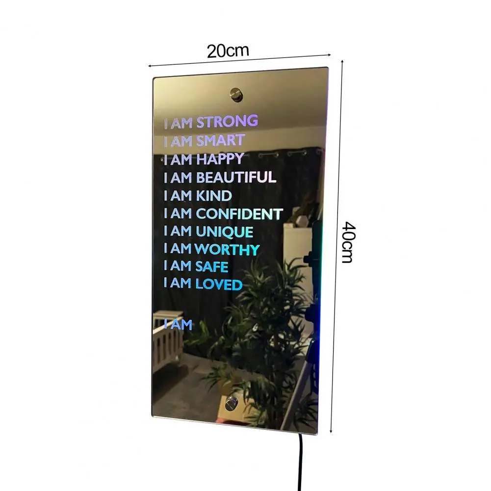 Wall Mirror Easy To Install USB Cable Powered Acrylic I AM Affirmation Mirror With LED Light Decoration Home Decor