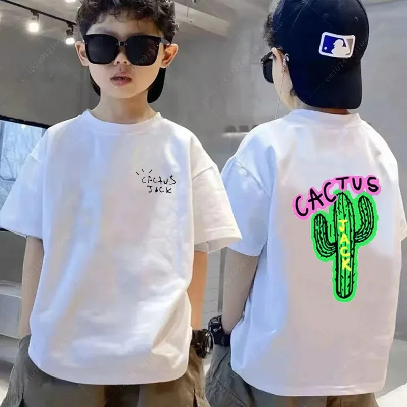 2024 Rapper Cactus Jack Graphic Cotton T Shirt Kid Boy Girls Hip Hop Tee Fashion Short Sleeve Shirt Summer Oversized Cotton Tops 2