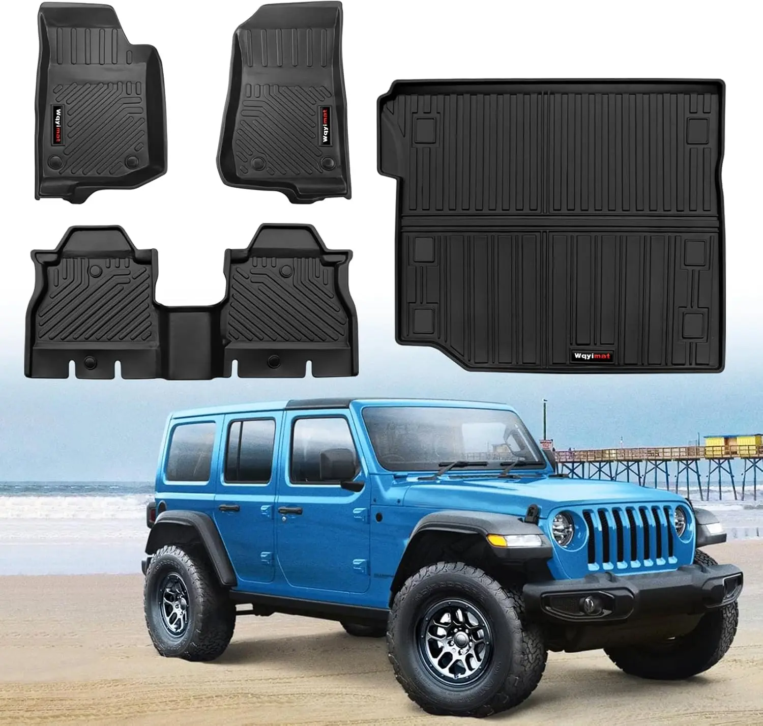 IT-Auto Black Rubber Cargo Liner Mat For Jeep Wrangler JL 2018-2021 – Trunk Floor Protection