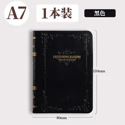 Vintage Gold Printed PU Leather Pocket Notebook - Compact Hard Shell Diary (A7 Black)