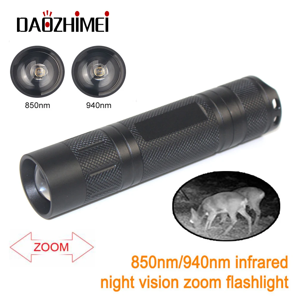 

850nm/940nm Infrared Flashlight Adjustable Focus Zoomable IR Hunting Torch Infrared Radiation Weapon Light Night Vision Devices