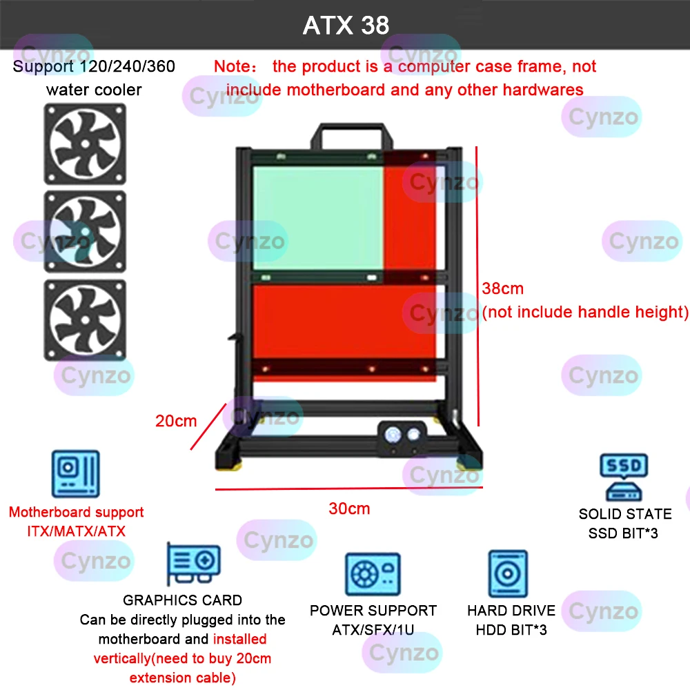 Frame, cremalheira portátil do PC, DIY personalizado