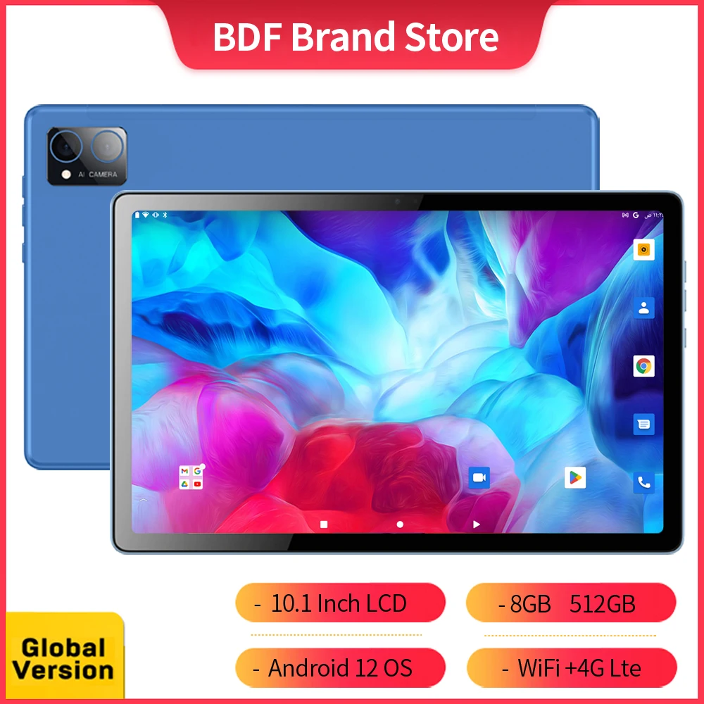 

Original BDF Pro Tablet Pc 10.1 Inch 8GB RAM 512GB ROM Android 12 Ten Core 3G 4G LTE Internet WiFi Internet BT Global Version