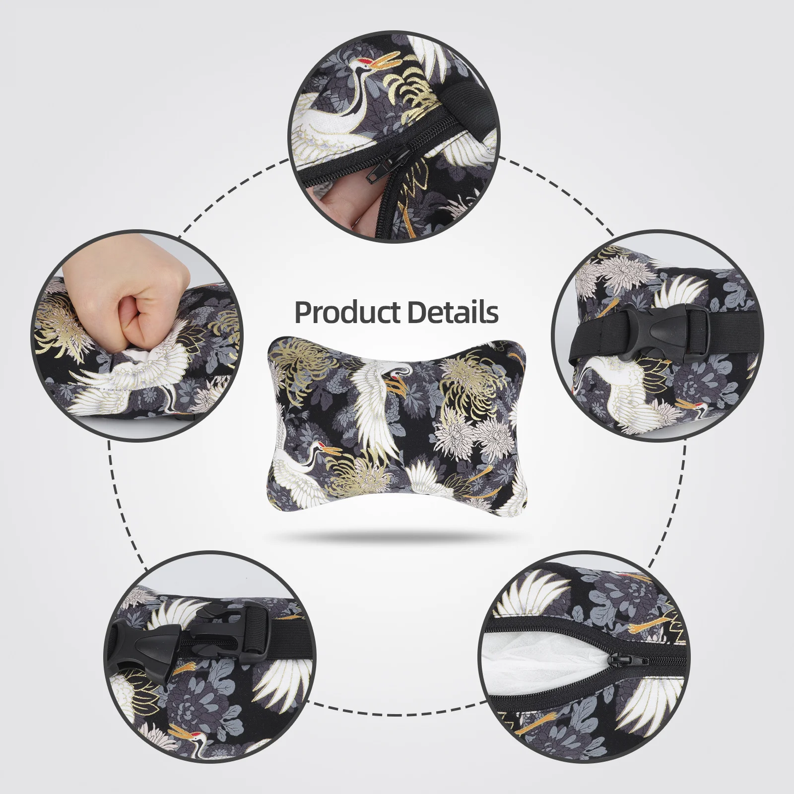 Car Neck Pillows Car Headrest Japan Ukiyo-e Head And Neck Rest Cushion Support Seat Universal Backrest Safety Pillow