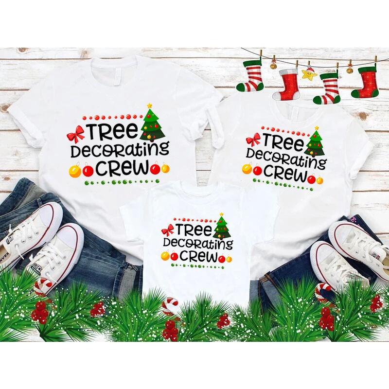 thumbnail image 1 of Camiseta divertida para decorar árboles, familia, conjunto de trajes familiares, moda, Navidad, Año Nuevo, para hombres, mujeres y niños, gráfico navideño, 1 of 5