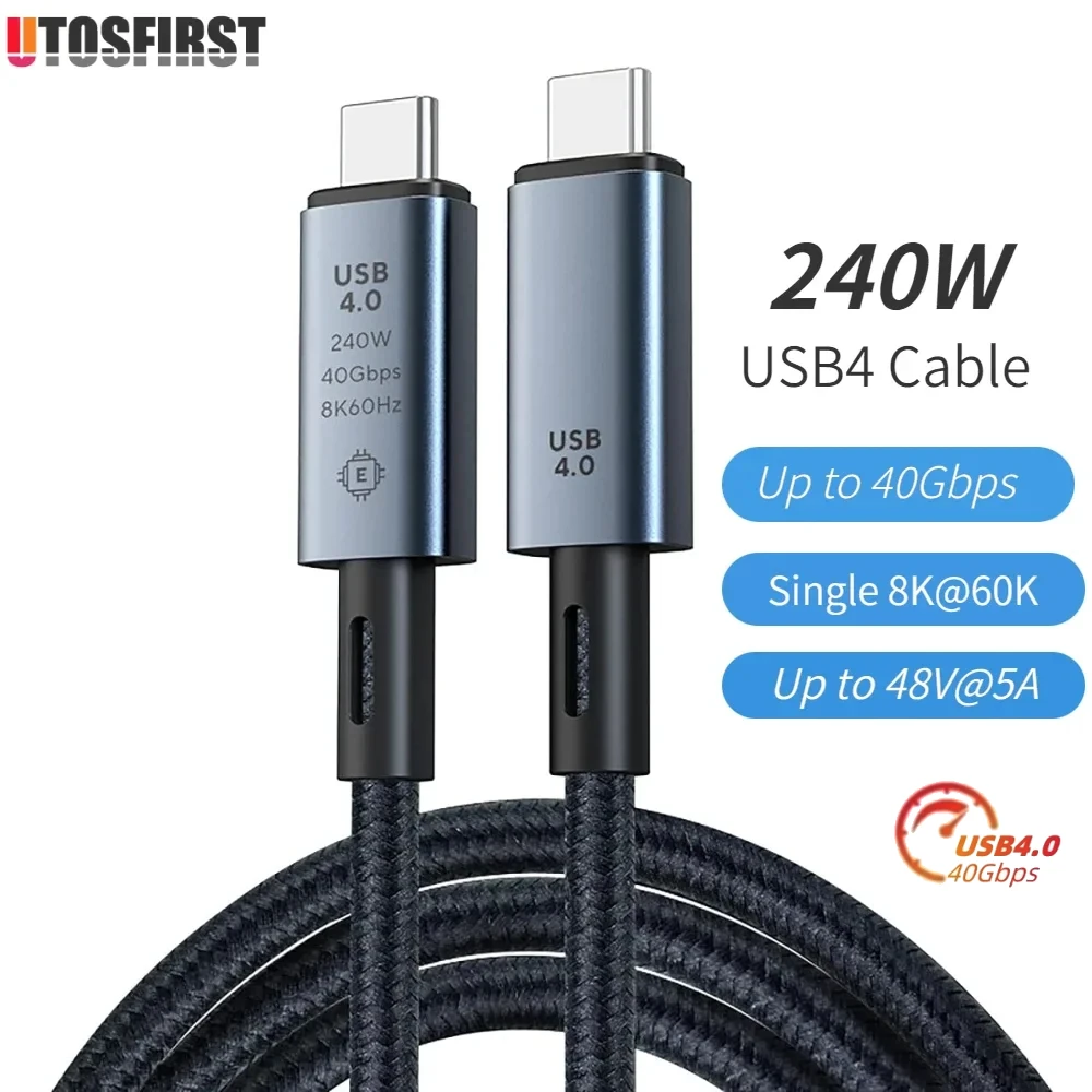 

PD240W/100W USB4.0 40Gbps Type C to C Cable 5A Fast Charging Cable 8K@60Hz for MacBook Pro PS5 Nintendo Switch Galaxy Steam Deck