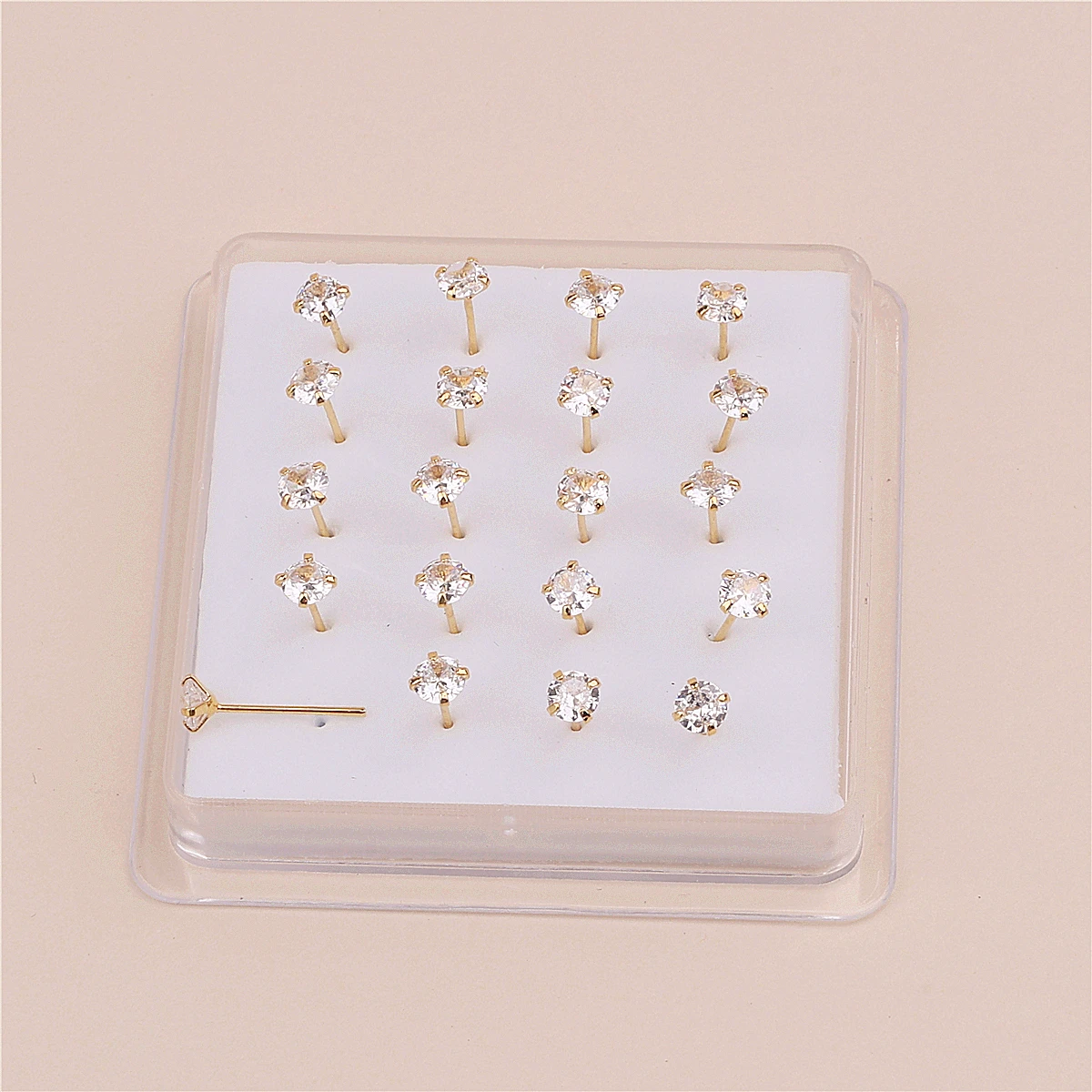 Straight Pin Nose Studs with CZ Crystal Nose Rings Piercing Body Jewelry Bone Ball Pin 20 Pcs nose studs