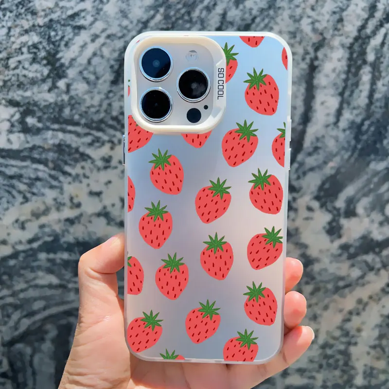 Farbe Früchte Banane Erdbeere Handyhülle für iPhone 14 13 12 11 Pro Max 13 Mini 16 15 Pus Pro Max stoßfeste Laser-Rückseite – Detail 2