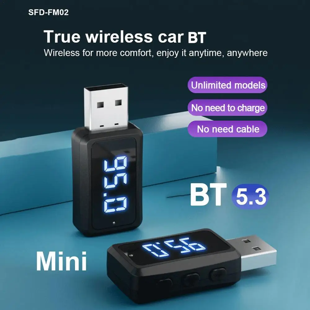 

Автомобильный Bluetooth 2. 0 FM02 мини USB-передатчик приемник со встроенным дисплеем автомобильный комплект громкой связи беспроводной аудио для Fm-радио