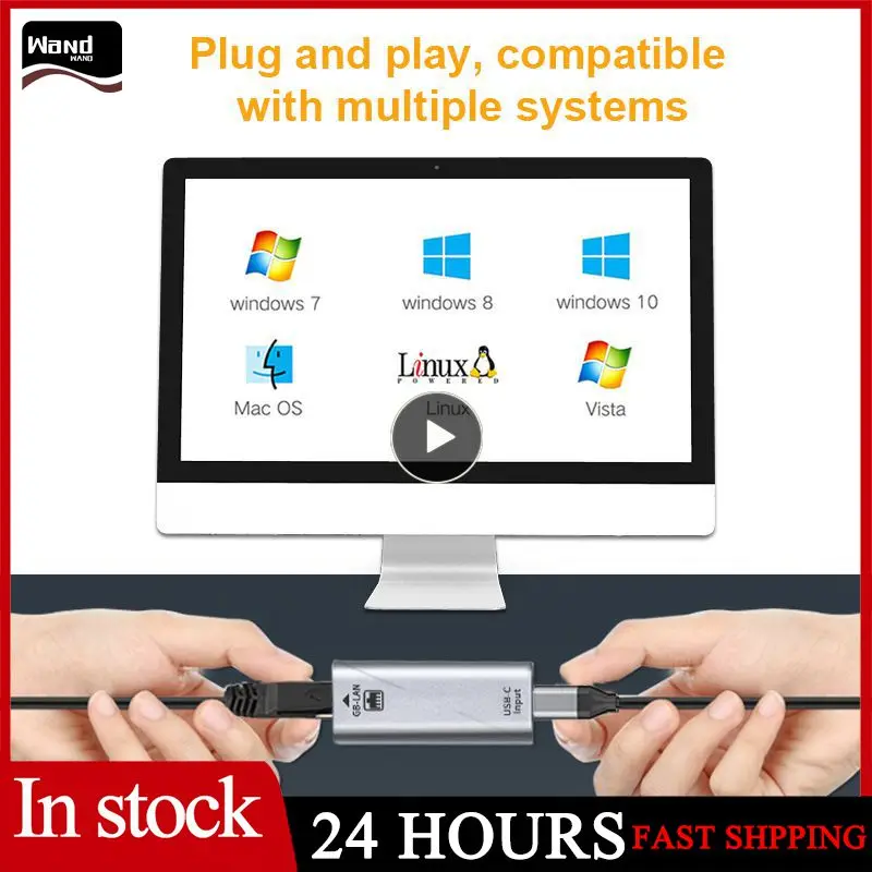 PC 노트북 스마트폰용 유선 LAN 네트워크 카드, C 암-RJ45 암 USB C 타입-이더넷 어댑터, 10/100/1000 기가비트