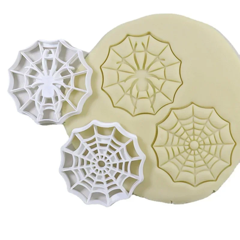 

Halloween Spider Web Cookie Cutters Cartoon Spider Plastic Pressable Biscuit Stamp Chocolate Mold Fondant Cake Decorating Tools