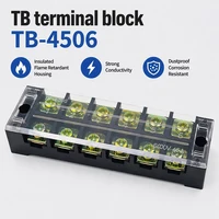 1Pcs TB4506 45A 600V Dual Row Barrier Screw Terminal Block Strip Wire Connector Insulated DIY Electrical Fix Fence High Quality 1