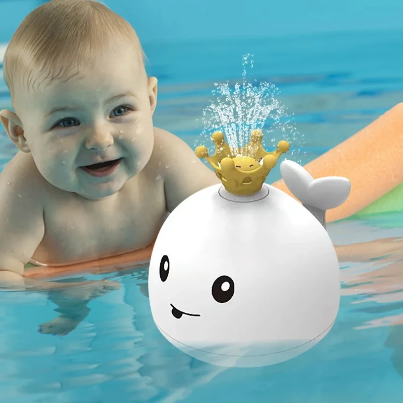 Baby Bath Toys Whale Electric Inductive Water Spray Ball with Light Bathroom Bathtub Swimming Toys for Toddler Infant Children 3