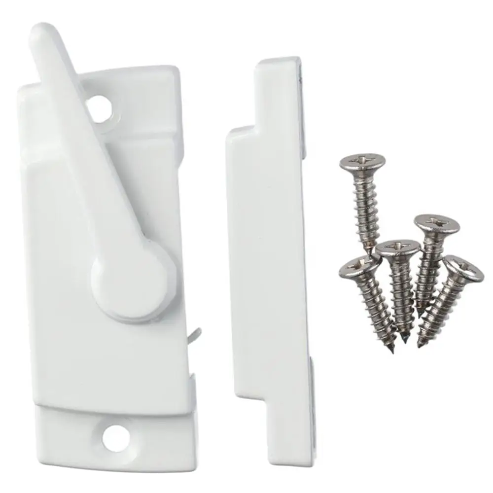 Cam Action Window Sash Locks with Keeper White Sliding Window Sash Locks for Double Hung Security