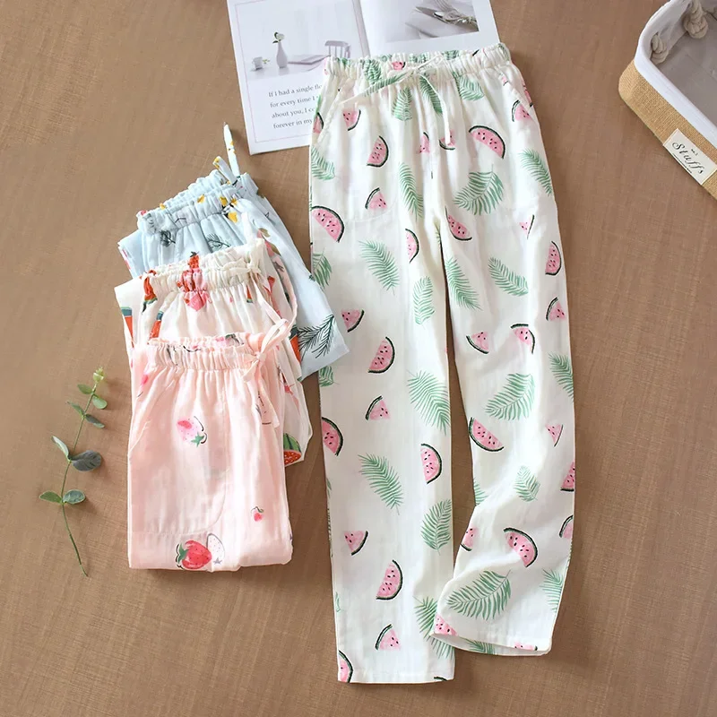 Women's 100% Cotton Summer Trousers Sleeping Large Size Loose Home Pants Air Conditioning Pants Confinement Spring,pajama pants,sleep bottoms