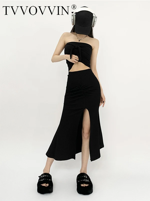 

Привлекательное Женское облегающее платье-годе с разрезом, новинка 2023, женское облегающее платье-миди с завышенной талией, плиссированное Королевское Платье средней длины, C9NM