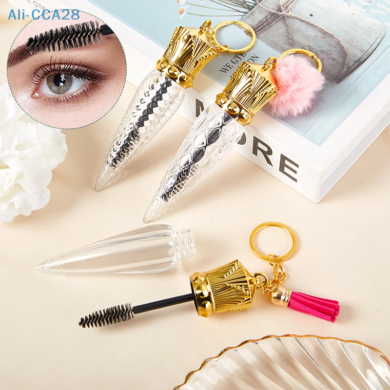 

1PC Tube Eyelash Brush With Keychain Mascara Wand For Lash Extension Clear Micro Comb Container Makeup Tool