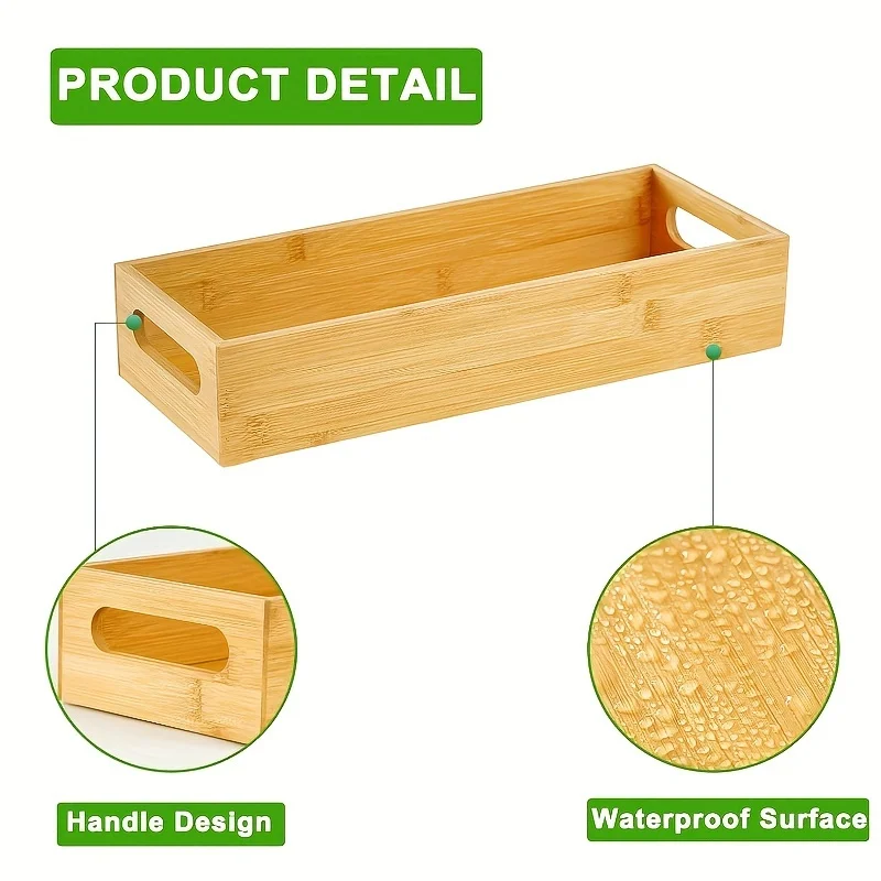 1pcs Toilet Paper Storage - Bamboo Bathroom Tray with Handles - Bamboo Basket for Toilet Tank Top and Counter,Rustic Home Decor 6