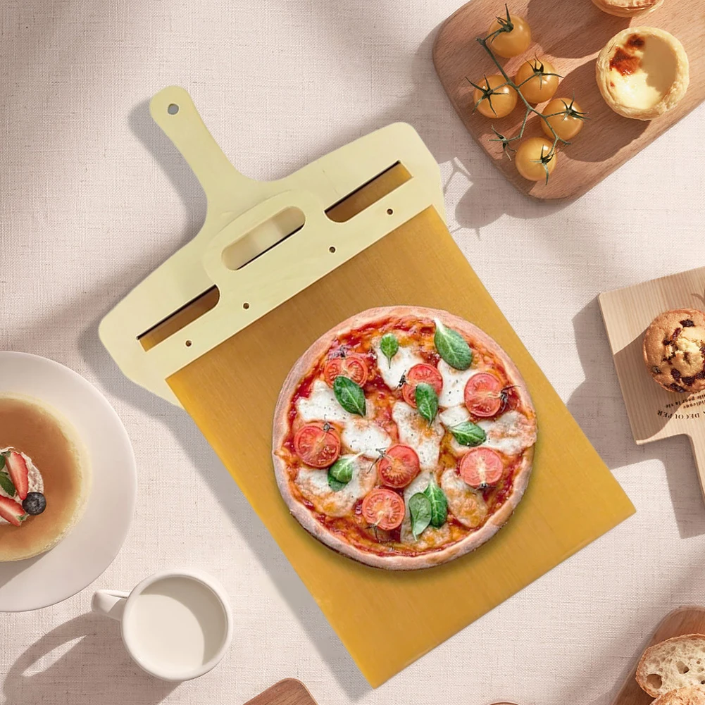 Spatule à pizza avec cutter manche en bois pagaie à pizza pour pain de condo