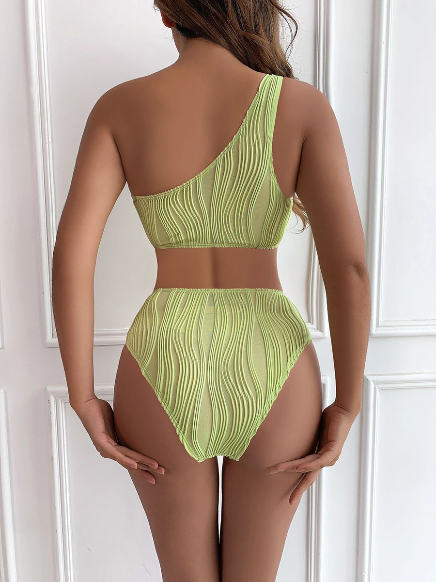 Sexy Rib One Shoulder Swimwear Women One Piece Swimsuit High Waist Bathing Suit Cut-out Swimming for Beachwear Monokini Women Sport Swimsuits
