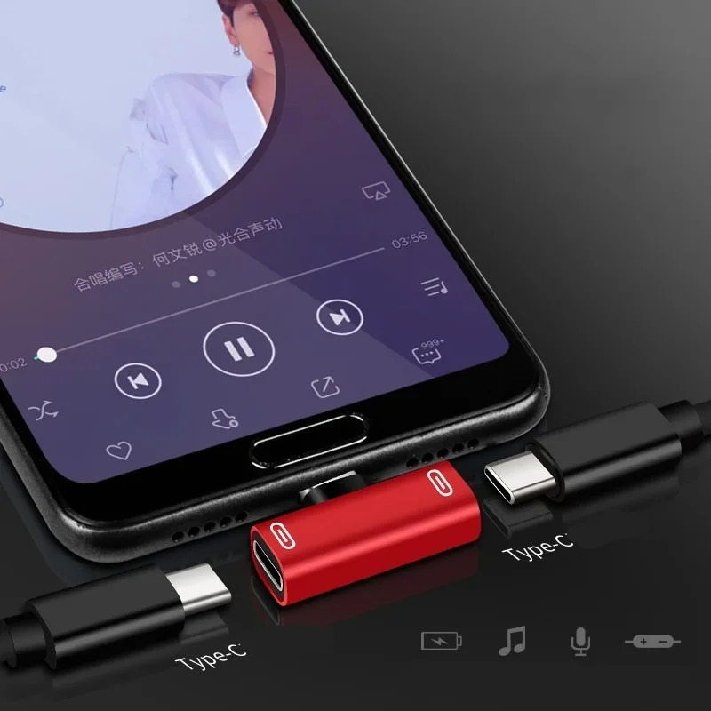2/1PCS USB C Splitter Type C Male To Dual Type Female Adapter 2IN1 Headphone Charger Converter for Phone Headphone TypeC Port