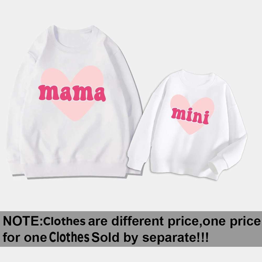 Mama Mini Print Valentine Family Matching Outfits Mom Kids Sweatshirt Family Clothes Valentine Day Party Women Children Outfits 4