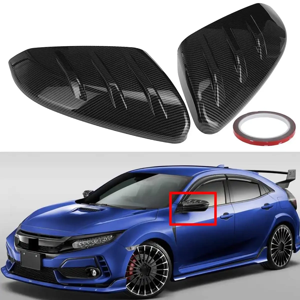 

Пара крышек для зеркала заднего вида из АБС-пластика для Honda For Civic 4 DOOR SEDAN 2016-2020