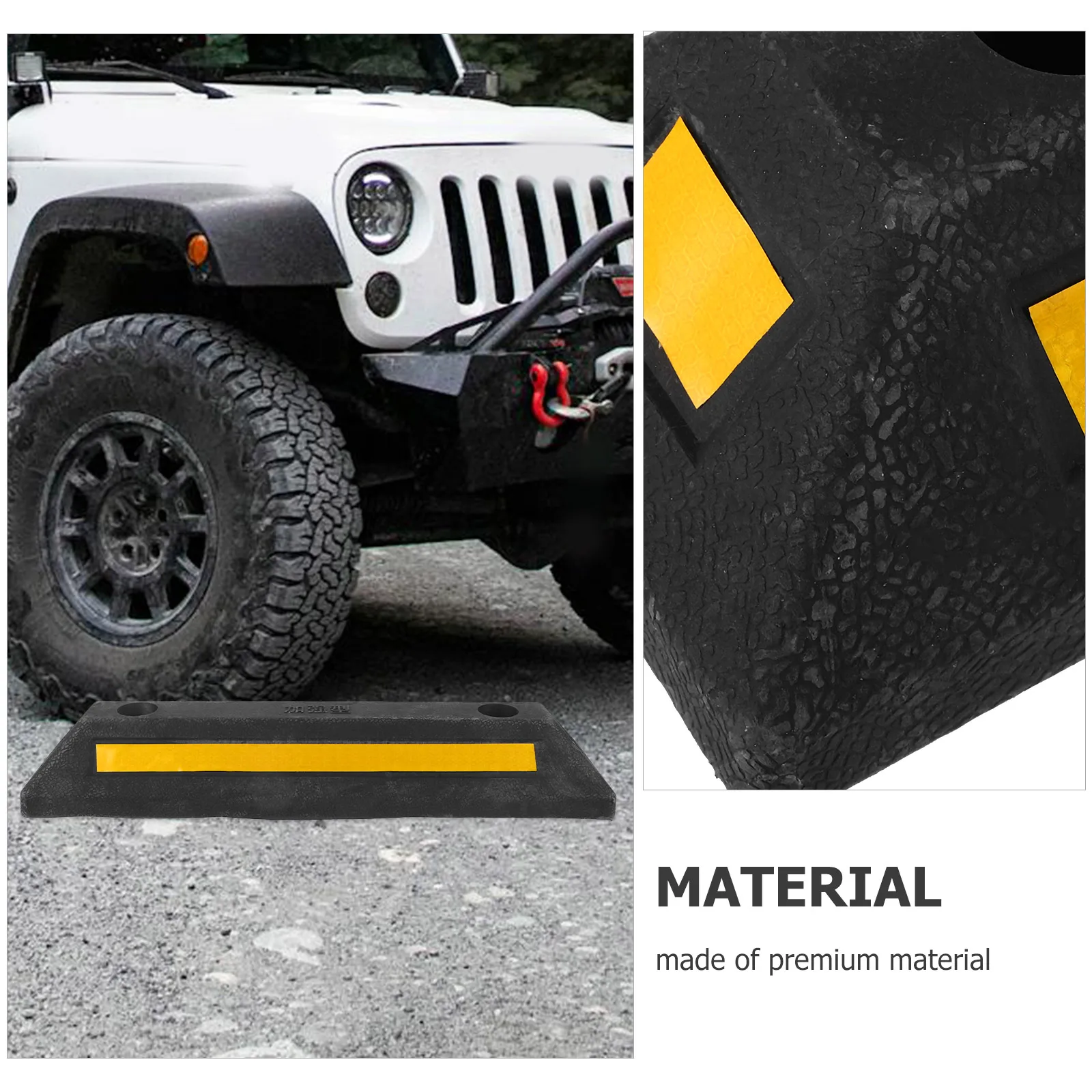 Rubber Stopper Car Tire Stops for Garage Floor Heavy Duty Parking Curb Vehicles Indicator Wheel With Yellow Reflective Tape