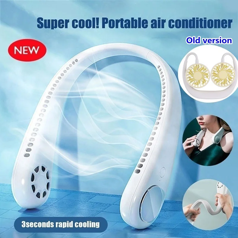

4000mAh Hanging Dual Cooling Neck Fan Mini USB Portable Rechargeable Quiet Ventilator For Traveling Outdoor Indoor