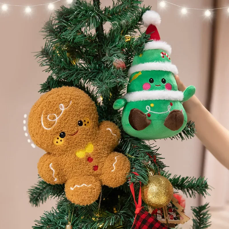 Wholesale Lovely Christmas Series Plush Toys Cute Santa Claus Christmas tree Gingerbread man Reindeer Snowman Grandma Doll Gift