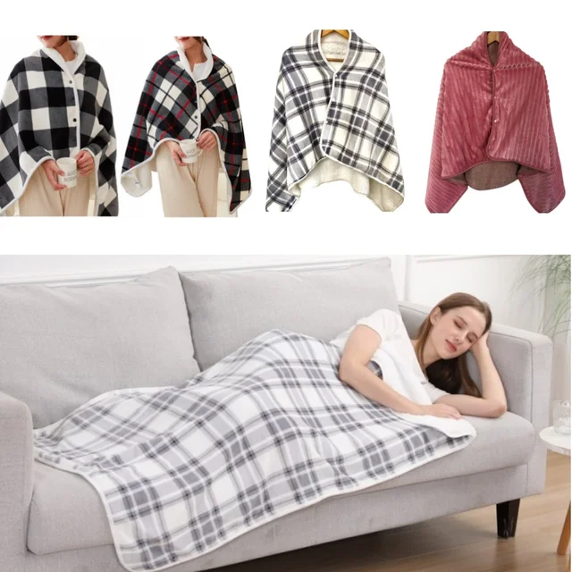 140x80cm USB Charging Electric Blankets Warm Electric Heating Shawl Timing Function Heated Blanket Mink Velvet Warm Shawl 1