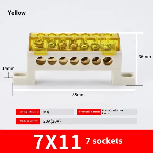 Zero wire terminal 3/4/5/6/7/10-Hole Distribution Box Terminal Block dustproof Ground Copper Bar Bridge type Busbar With cover - Image 21