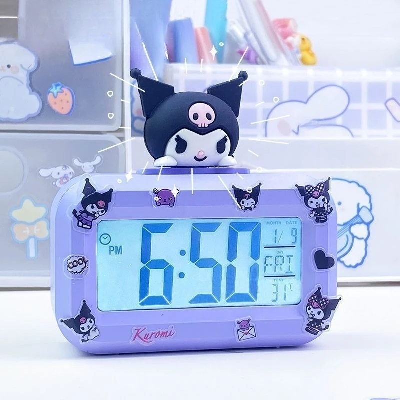 My Melody Clock Kuromi Cartoon Cute Figure Mini Night Light
