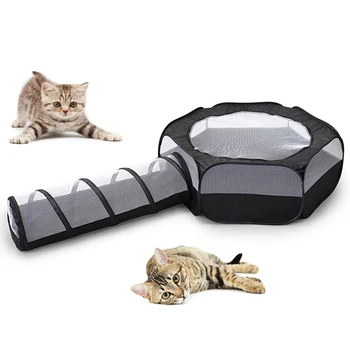 2-In -1 Cat Tunnel Rabbit Cage Two-Piece Cat Nest Toy Foldable Multifunctional Cats Roll Cage Pet Supplies 1