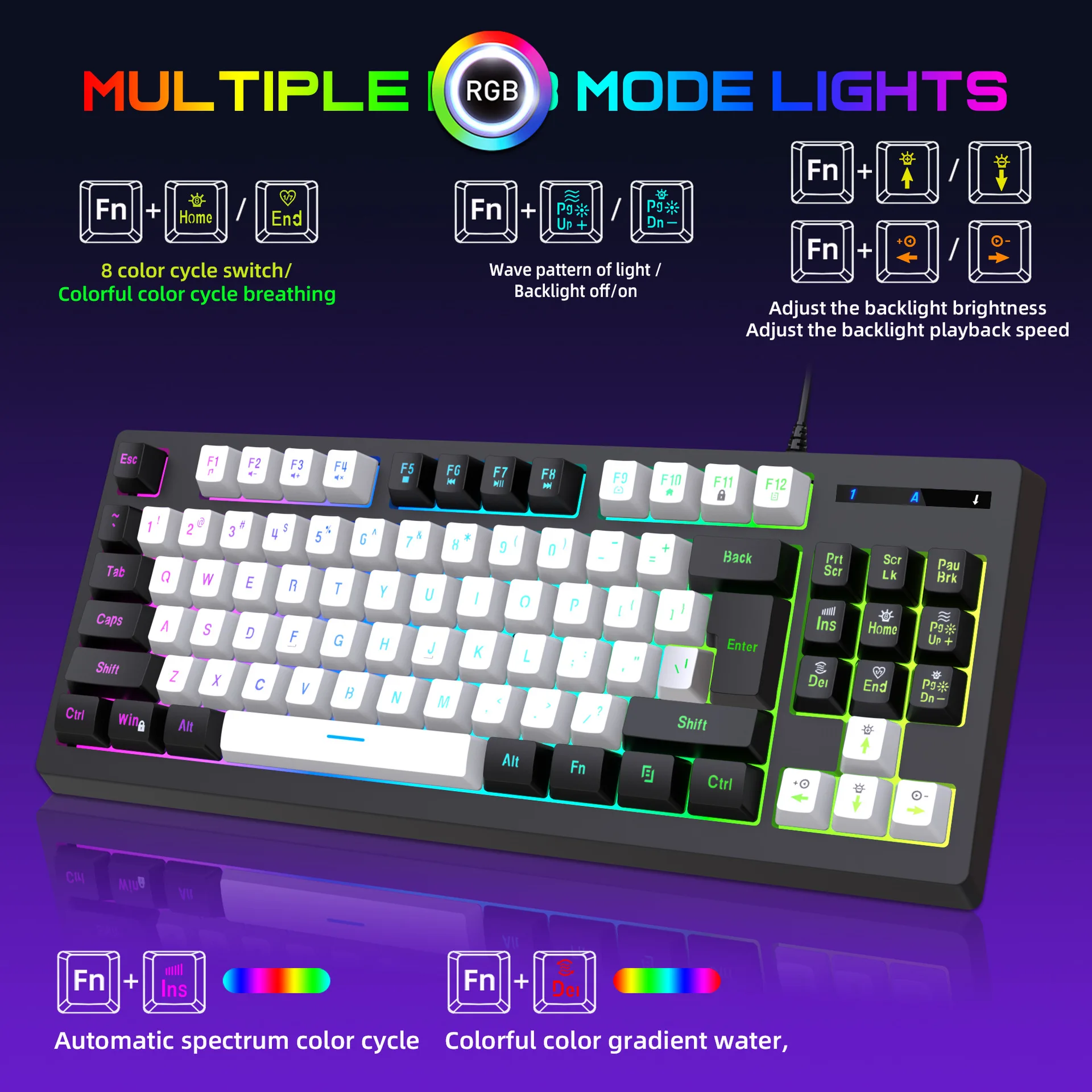 

G69 Wired Mechanical Keyboard RGB Backlight Hot Swap Gaming Game Keyboard 87 Keys Keypad Office for Laptop PC Computer Keyboards