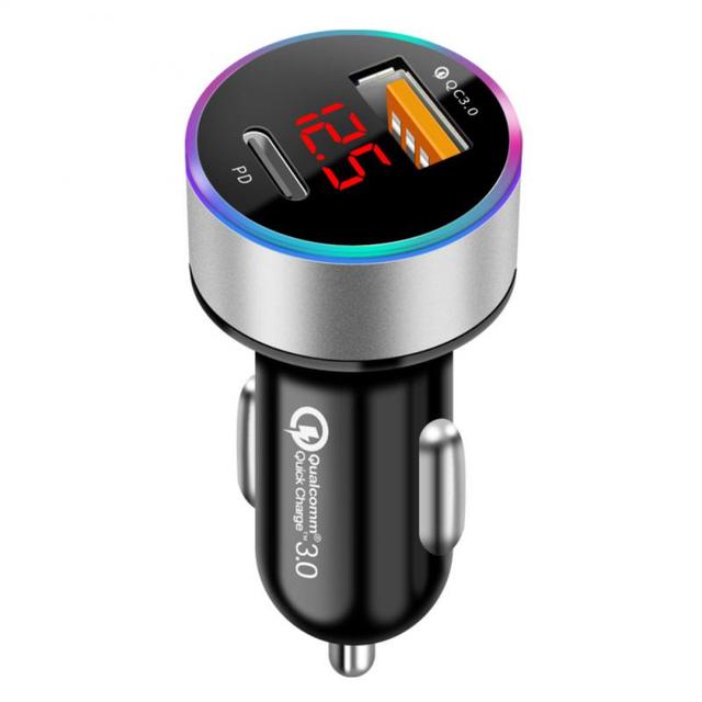 Car Charger Dual Port USB Type C Quick Charger Digital PPS QC PD 3.0 Laptop Phone Charger For IPhone 13 12 Xiaomi