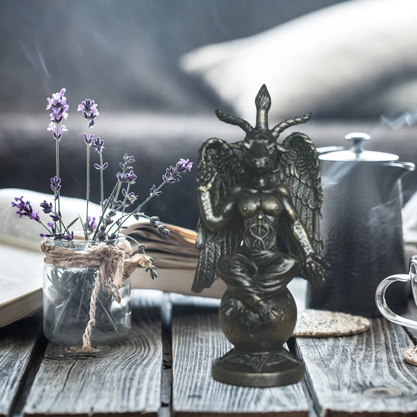 Black Satan Figurine Decoration Alchemist Satan Goat Ornament Amael Lilith Baphomet Resin Craft Religious Decoration 5