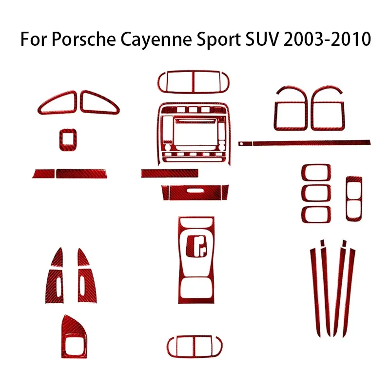 

For Porsche Cayenne Sport SUV 2003 2004 2005 2006 2007 2008 2009 2010 Carbon Fiber Red Stickers Car Interior Accessories