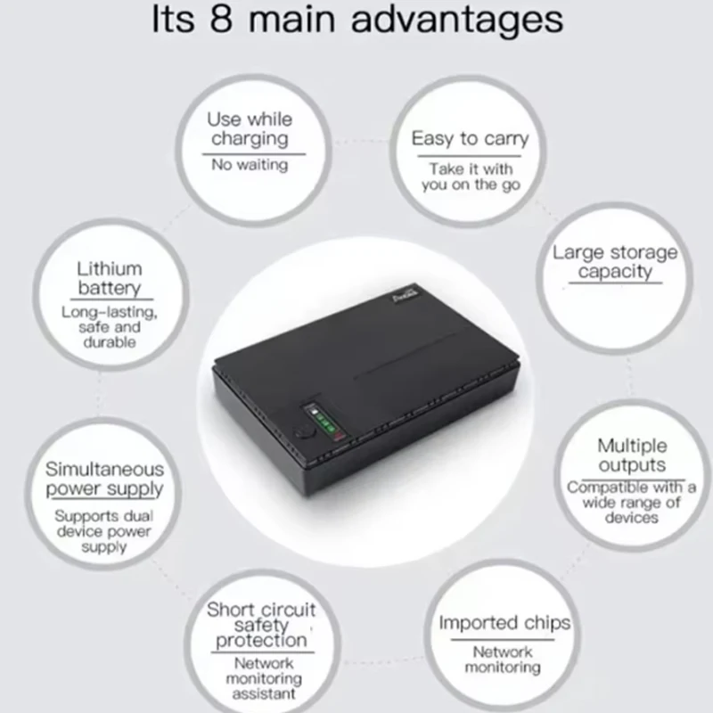 5V9V12V Optical cat monitor backup uninterrupted 10400Mah DC power AC85-265V DC1018P router charger Mobile UPS