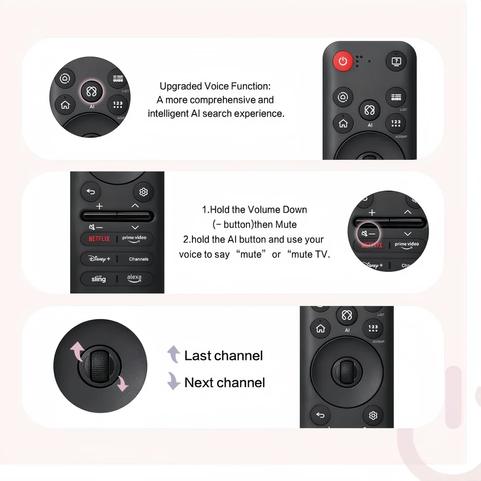 Telecomando Magico LG MR25GA Compatibile Con TV OLED G5 C5 B5 E QNED 2025 – Con Puntatore, AI, Alexa E Google Assistant