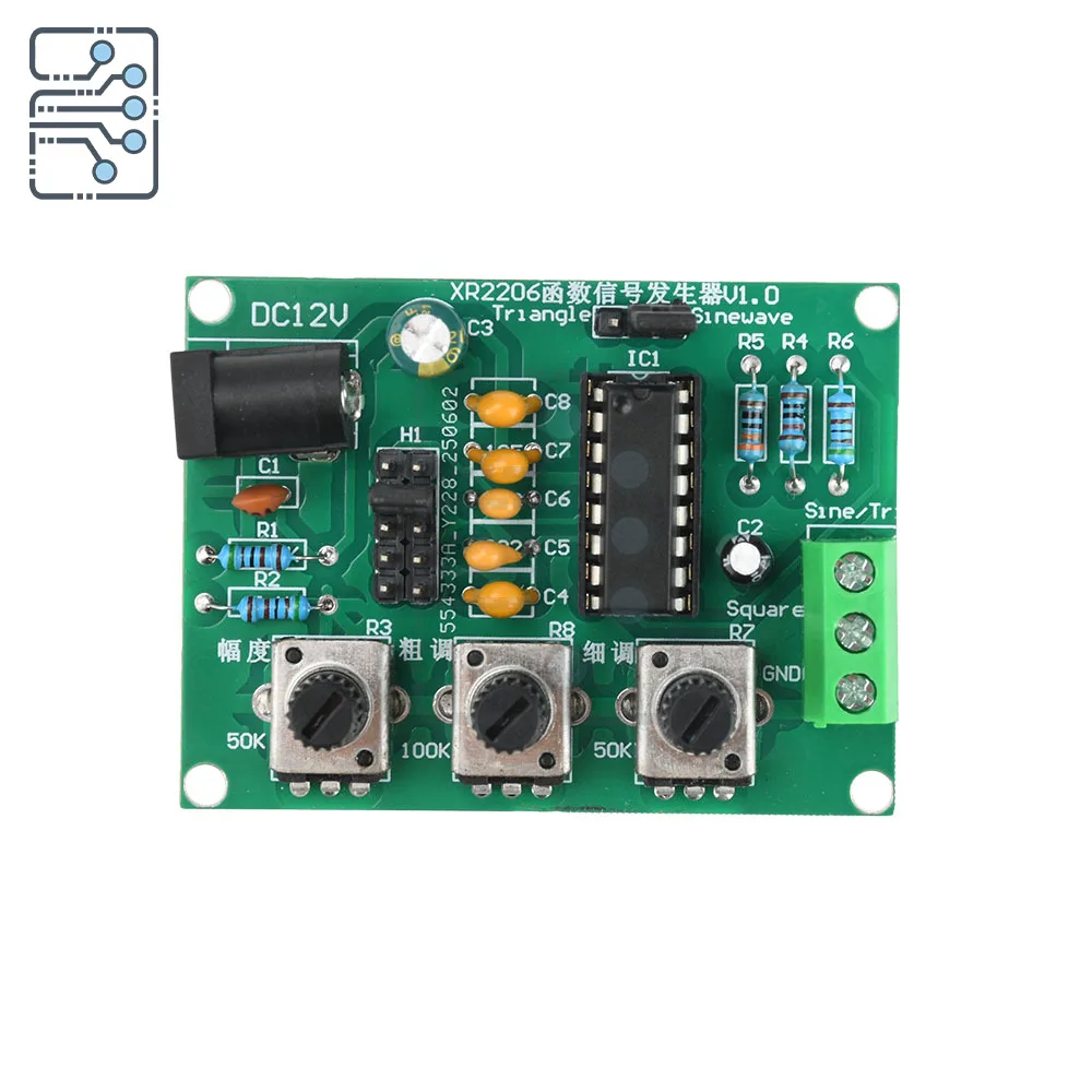 Enhanced Function Signal Generator DIY Kit - Adjustable Sine, Triangle, Square Wave Output, 1Hz to 1MHz, DC 9-12V