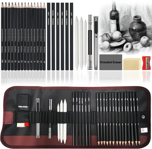 Drawing Pencils Sketch Pencil Art Supplies Set For Adults Beginners Professional Sketching Art Graphite Charcoal Blending Stump 1