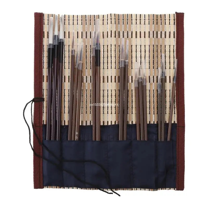 

16Pcs Chinese Brush with Roll-up Holder Painting Brush Long Fine Nib for Meticulous Figure Dropship